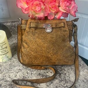 Michael Kors Suede Hamilton Distressed Crossbody Bag